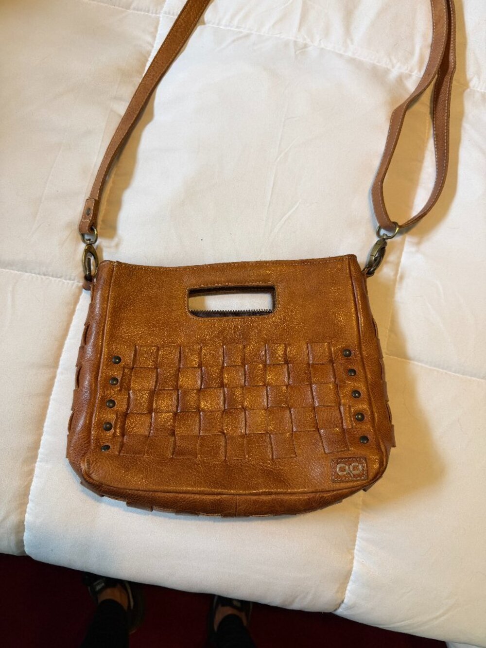 Bed Stu Orchid Woven Leather Versatile Crossbody Bag Tan Brown Leather - Picture 10 of 16